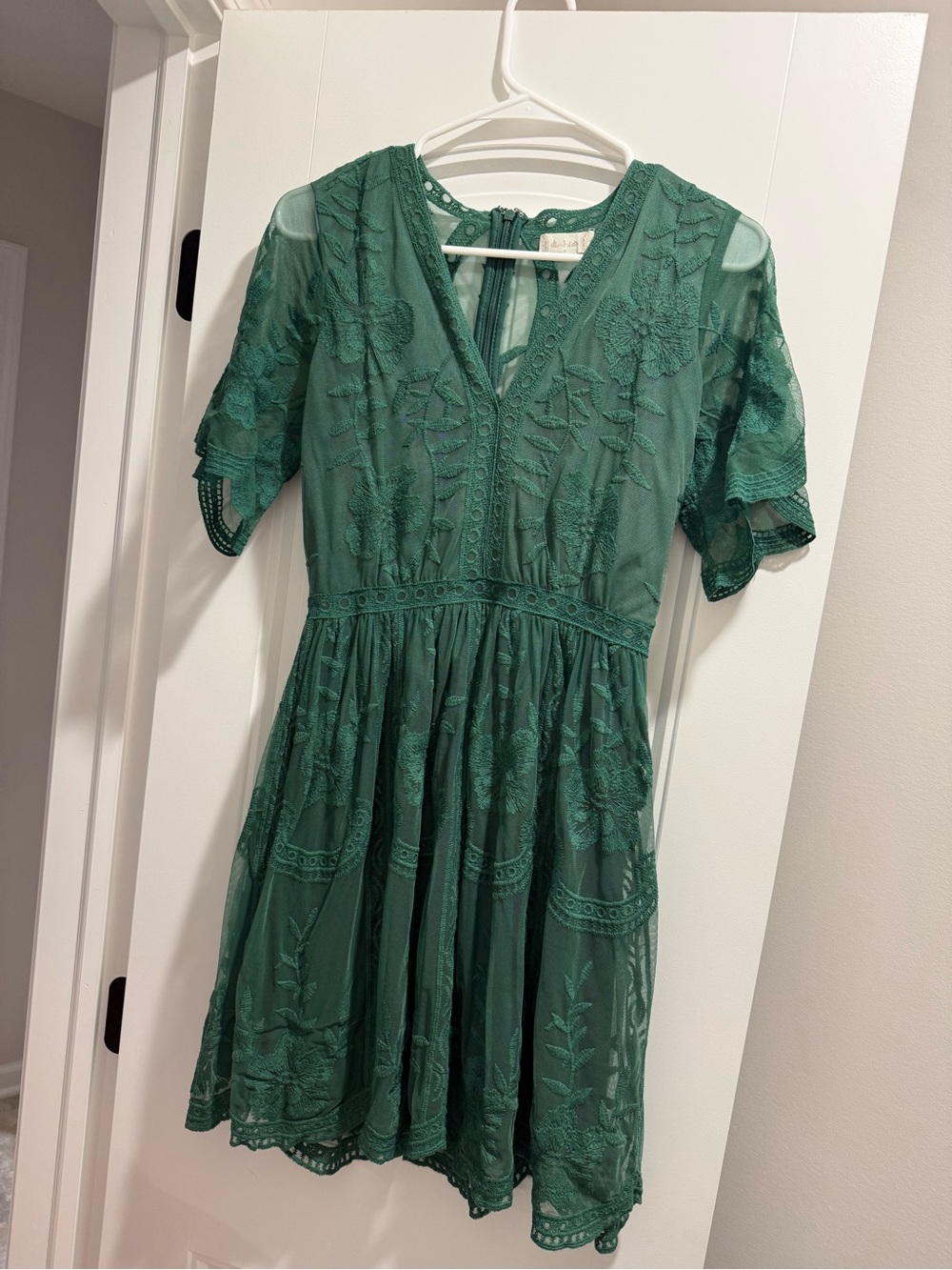 Altar’d State Green Embroidered V-Neck Dress Size Medium